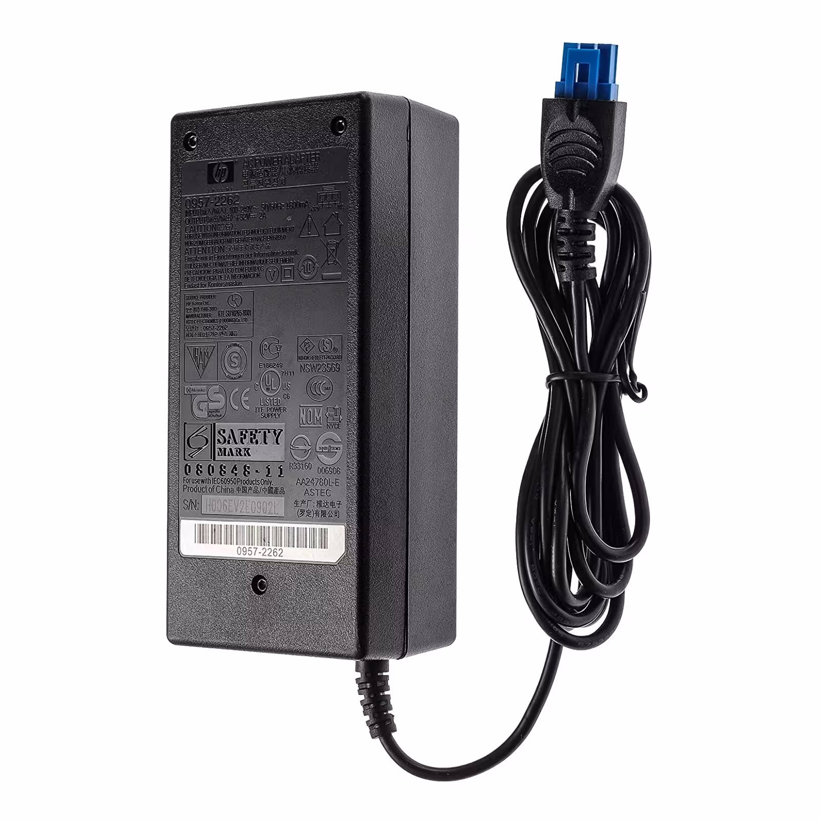 آداپتور پرینتر جوهرافشان اچ پی 32 ولت 2000 میلی آمپر سوکت آبی 3 پین HP 32V/2000MA طول سیم بالای یک متر