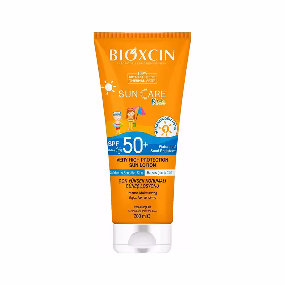 کرم ضد آفتاب بیوکسین کودک spf 50 پوست حساس حجم 200 میلی