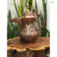 قهوه جوش مسی، طرح دله، قلم زنی اسلیمی، کاملاً کاربردی و تزئینی