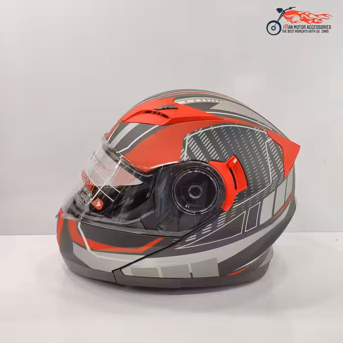 کلاه کاسکت فک متحرک ردلاین کد 937 مشکی قرمز