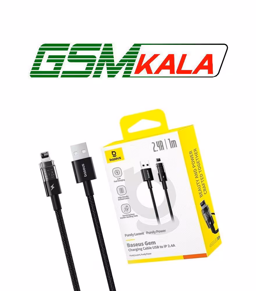 کابل لایتنینگ فست شارژ 2.4 آمپر باسئوس Gem P10373003111 طول 1 متر