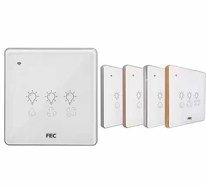 کلید کولر آبی هوشمند لمسی پنل کریستالی سفید FEC کد SW-03-AC