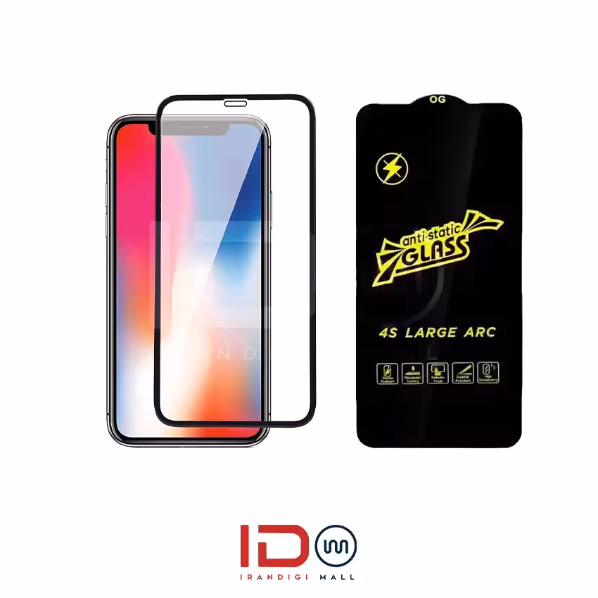 گلس شیشه ای تمام صفحه و فول چسب آنتی استاتیک موبایل iPhone X