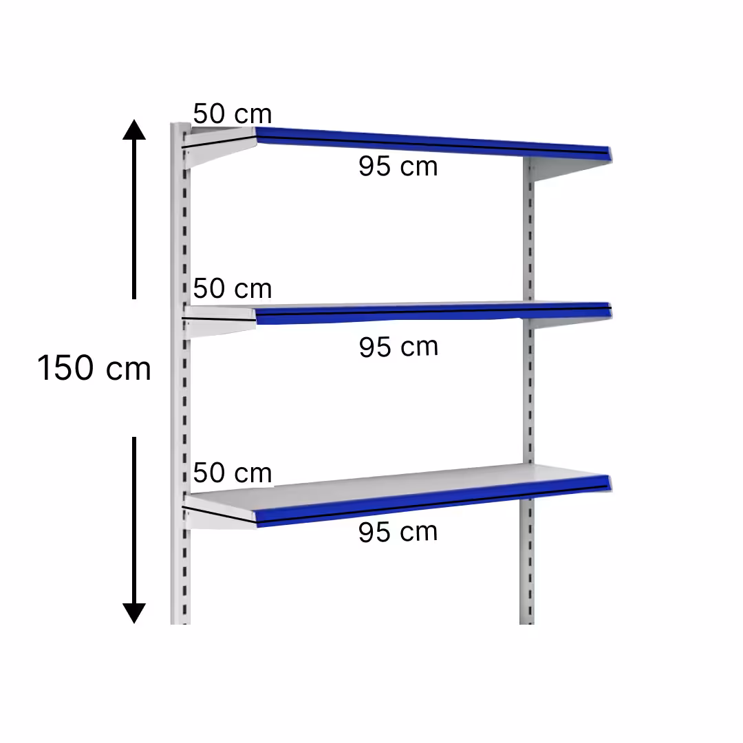 خرید و قیمت قفسه هایپری دیواری 3 طبقه 50x95 ارتفاع 150 - قفسه‌بندی وکیلی