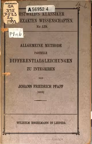 خرید و دانلود نسخه کامل کتاب Allgemeine Methode Partielle Differentialgleichungen zu integrieren (1815)