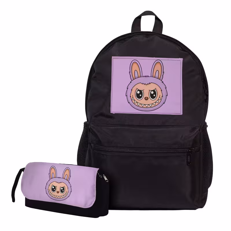 کوله پشتی مدرسه طرح لبوبو به همراه جامدادی | چاوه