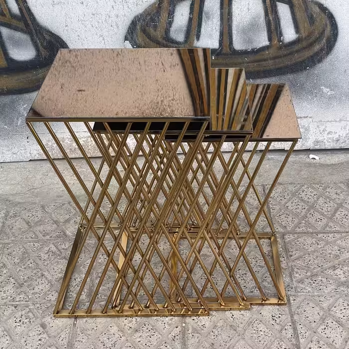 میز عسلی و جلو مبلی مدل ایکس لوله ای(آبکاری درجه 1 فورتیک)(ارسال با باربری و به صورت پس کرایه)