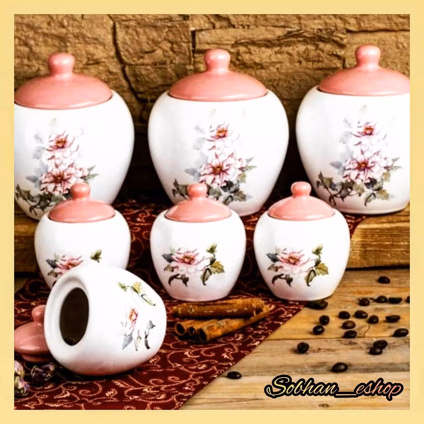 ست پاسماوری سرامیکی گلدار