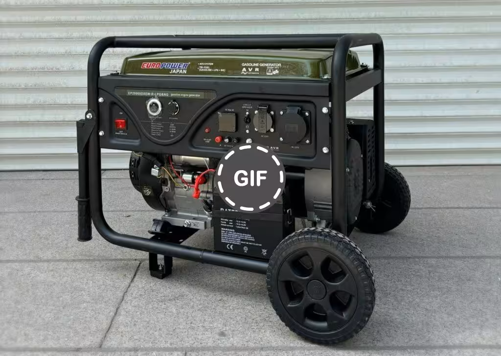 موتور برق یورو پاور سه‌گانه‌سوز 10 کاوا مدل EP10000-TGFB | تک‌فاز و سه‌فاز، ریموت استارت، ATS دار