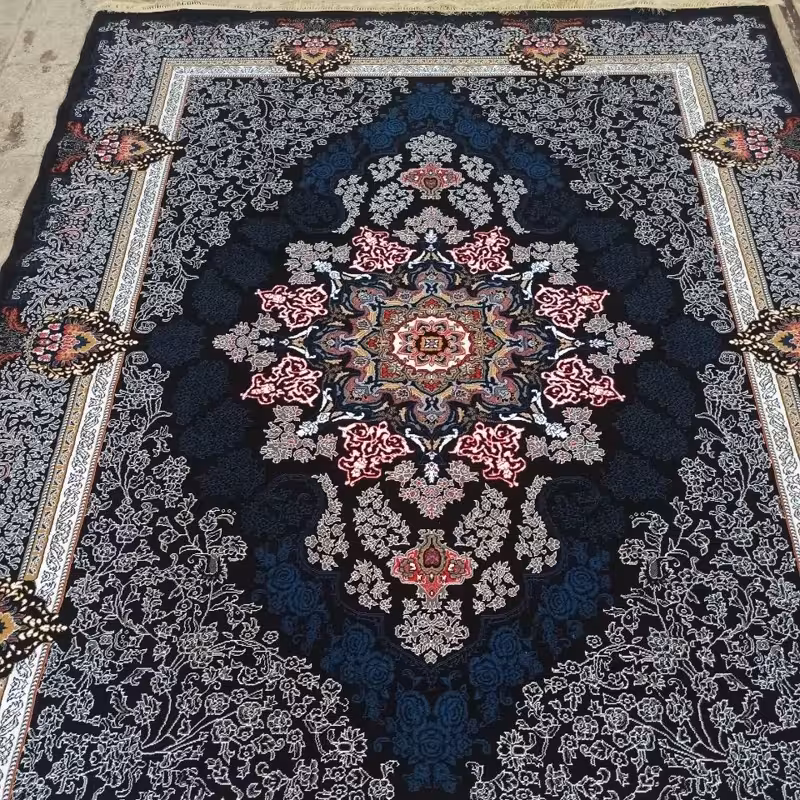 فرش 12متری نقشه گلسا بی سی اف کاشان باطراحی خاص وکیفیت عالی