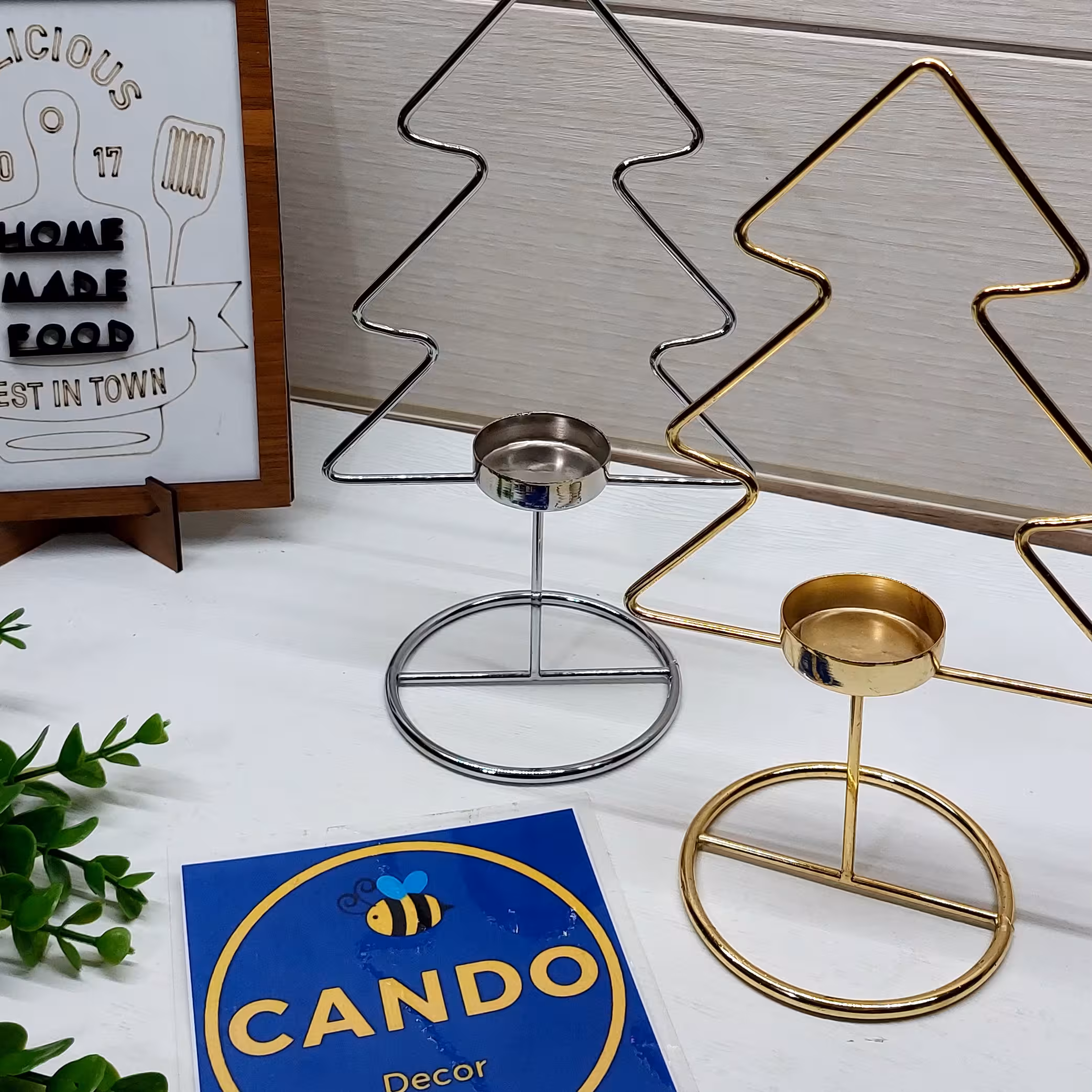 جاشمعی فلزی نقره ای طرح کاج 