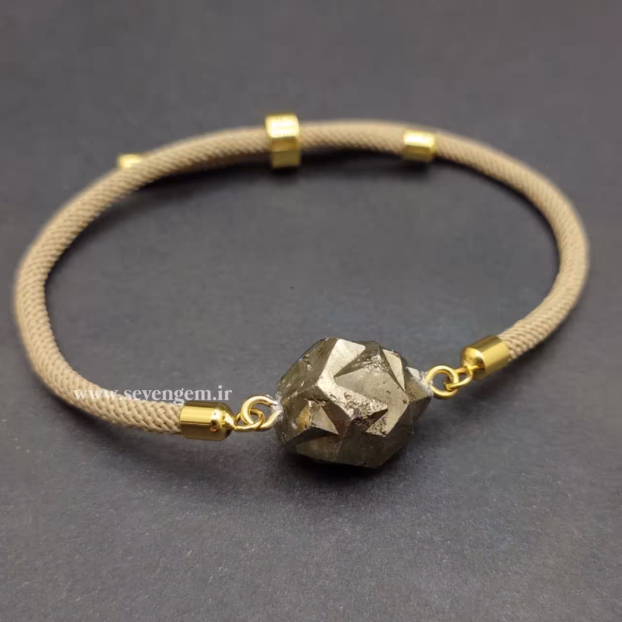 دستبند زنانه بلور پیریت طلایی (کدA524)