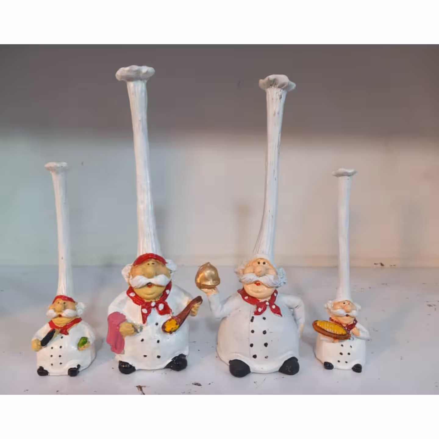 مجسمه سر اشپز کلاه بلند مجموعه 4 عددی