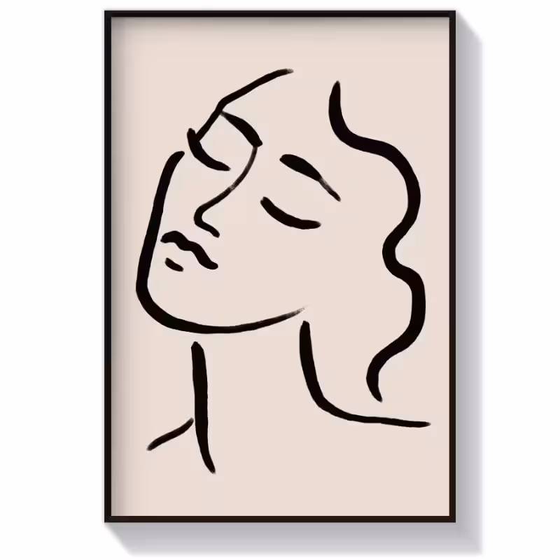 تابلو دکوراتیو لاین آرت آبستره مدل پرتره دختر
