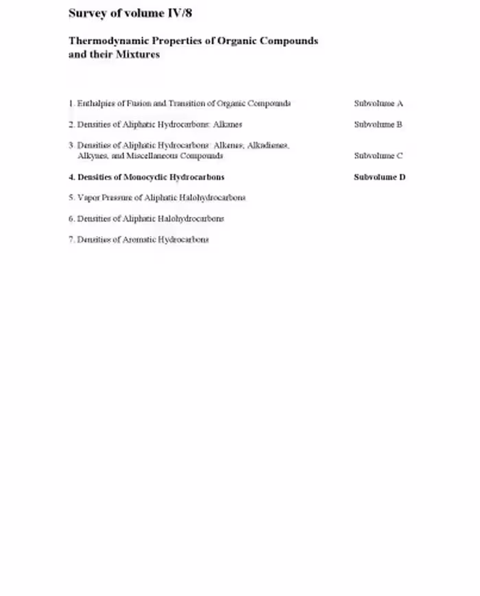 خرید و دانلود نسخه کامل کتاب Densities of Monocyclic Hydrocarbons (Numerical Data &amp; Functional Relationships in Science &amp; Technology)
