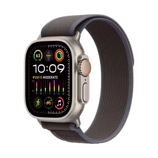 اپل واچ مدل اولترا نسل 2 تیتانیومی با بند لوپ ترایل آبی/مشکی