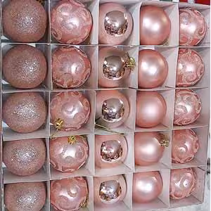 اویز گوی کریسمس رزگلد 25 عددی قطر 7 سانت