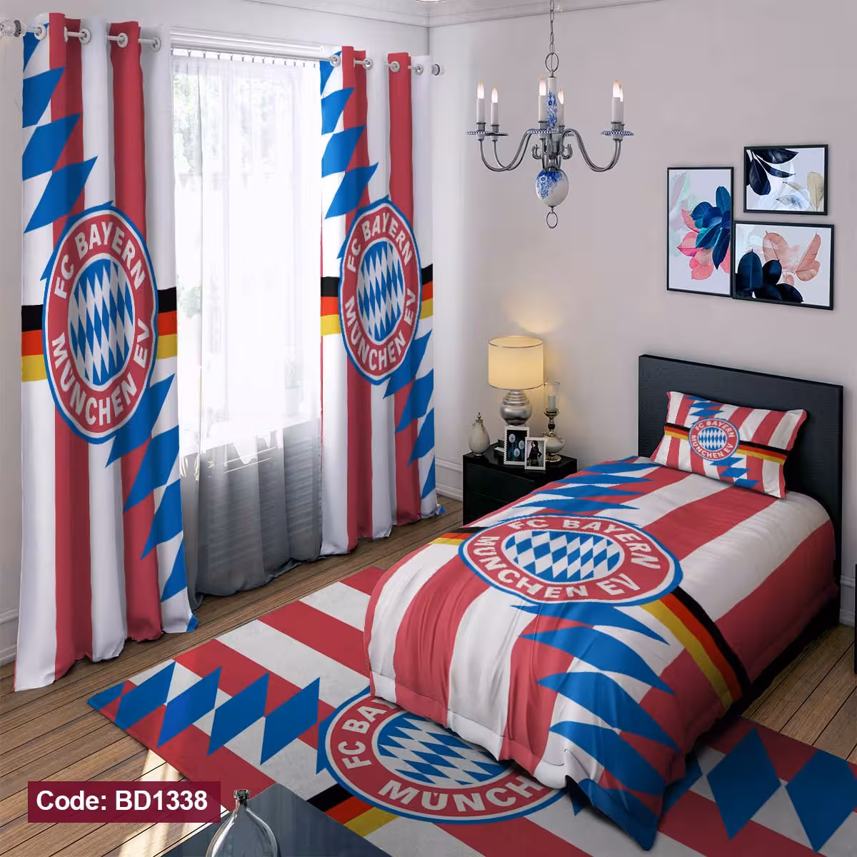 پرده پانچی مخمل چاپی پسرانه کد 1338