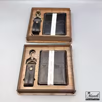 ست جاکارتی و جاکلیدی milion چرم طبیعی | قهوه ای و مشکی 14040212