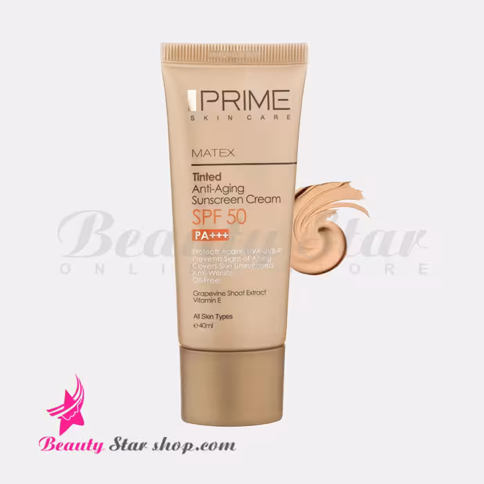 کرم ضد آفتاب جوان کننده رنگی پرایم SPF 50 مناسب انواع پوست به جز پوست های آکنه دار حجم 40 میلی لیتر
