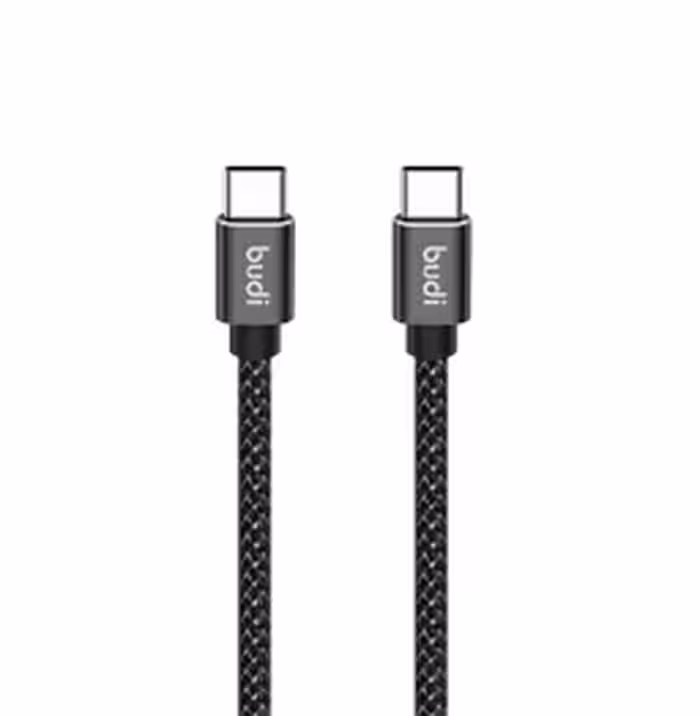 کابل شارژ کنفی ‌USB-C به ‌USB-C بودی مدل Budi DC206TT20B طول 2 متر با گارانتی 18 ماهه شرکتی (6 ماه تعویض)