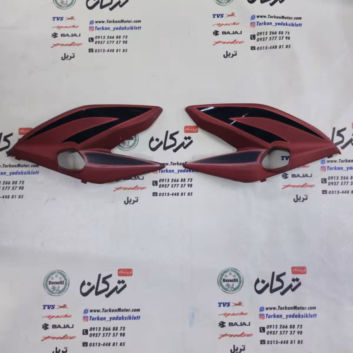 قاب ( فلاپ ) بغل بلوری چراغ جلو موتور اپاچی 200 جدید نیوفیس قرمز اصلی (جفتی)