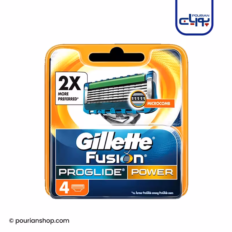 تیغ اصلاح یدک ژیلت فیوژن پروگلید پاور Gillette Fusion Proglide Power بسته 4 عددی محصول انگلستان