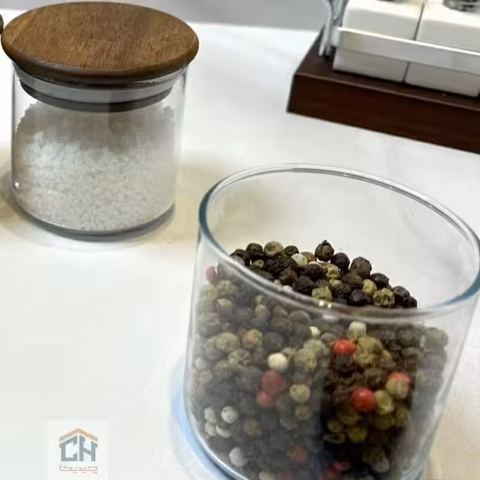 بانکه شیشه ای 6*6 درب چوبی مدل 80606 ACA