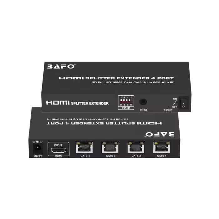 اسپلیتر اکستندر 4 پورت HDMI انتقال روی کابل شبکه تا 60 متر بافو BF-141