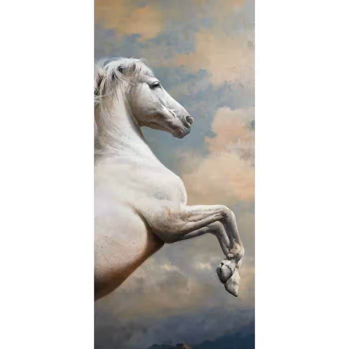 تابلو نقاشی رنگ روغن مدل رخش سپید کد 10