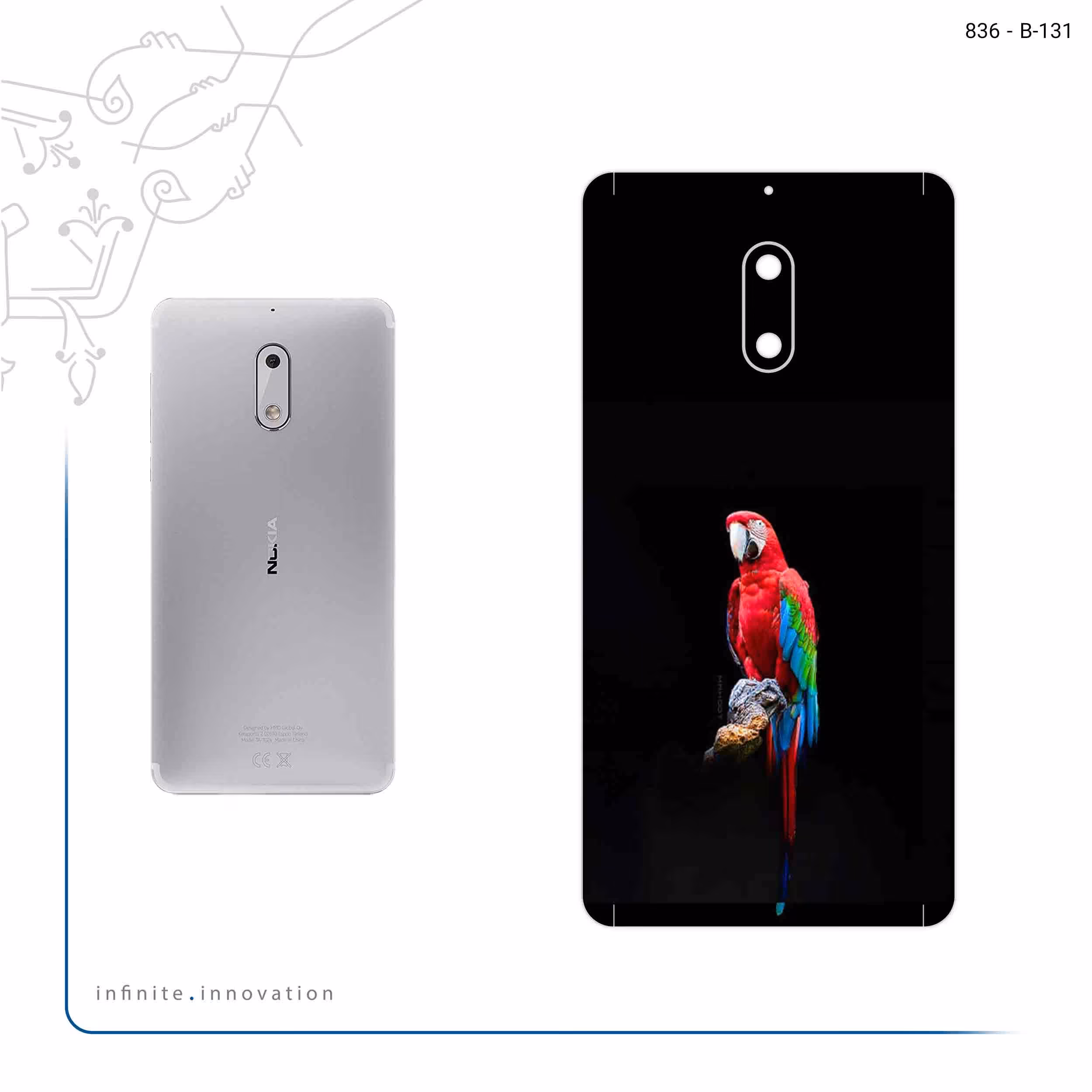 برچسب پوششی ماهوت مدل Parrot مناسب برای گوشی موبایل نوکیا 6