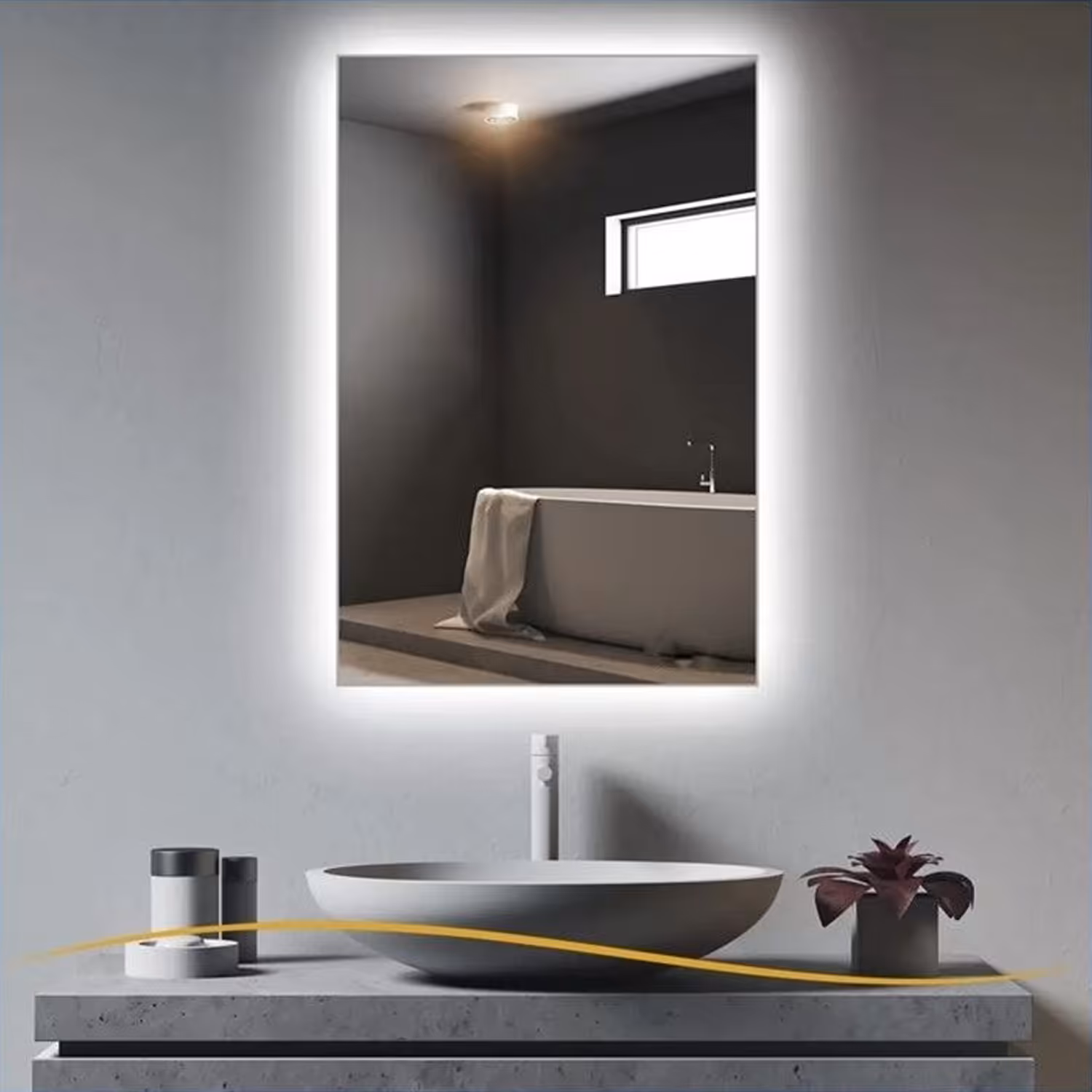 آینه سرویس بهداشتی تارا دکور مدل بک لایت ساده مستطیل کد c160