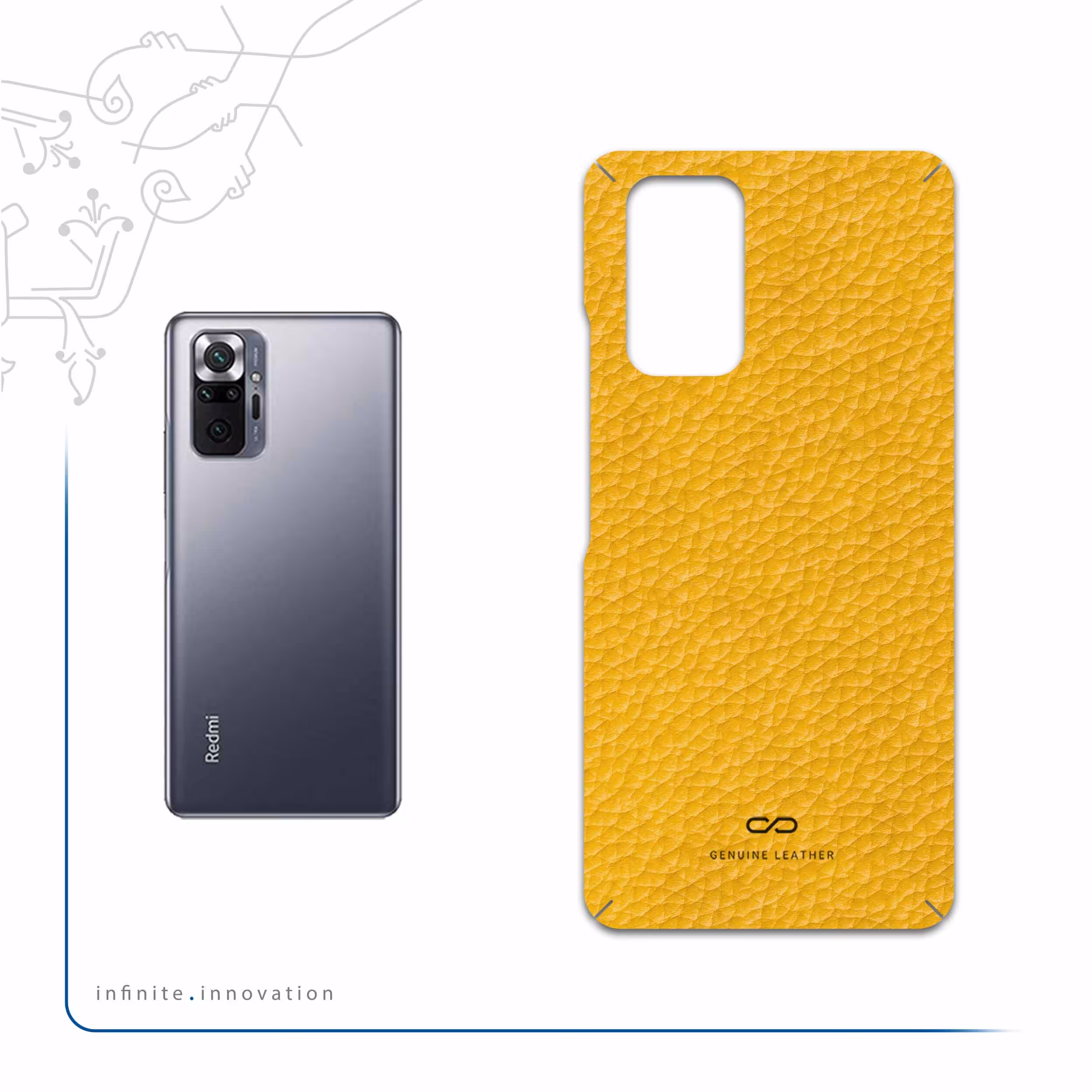 برچسب پوششی ماهوت مدل Mustard-Leather مناسب برای گوشی موبایل شیائومی Redmi Note 10 Pro