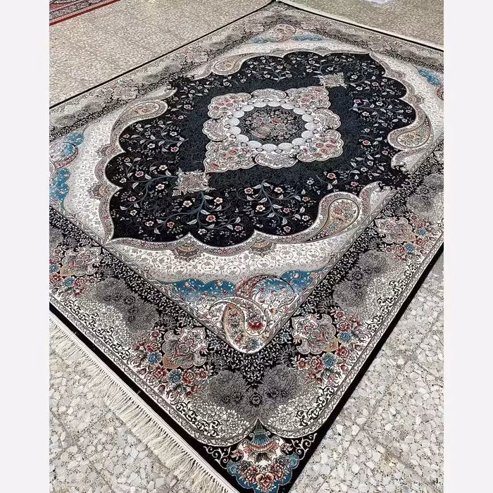 فرش ماشینی کاشان700شانه 12متری طرح سوگندسرمه ای(باارسال رایگان)