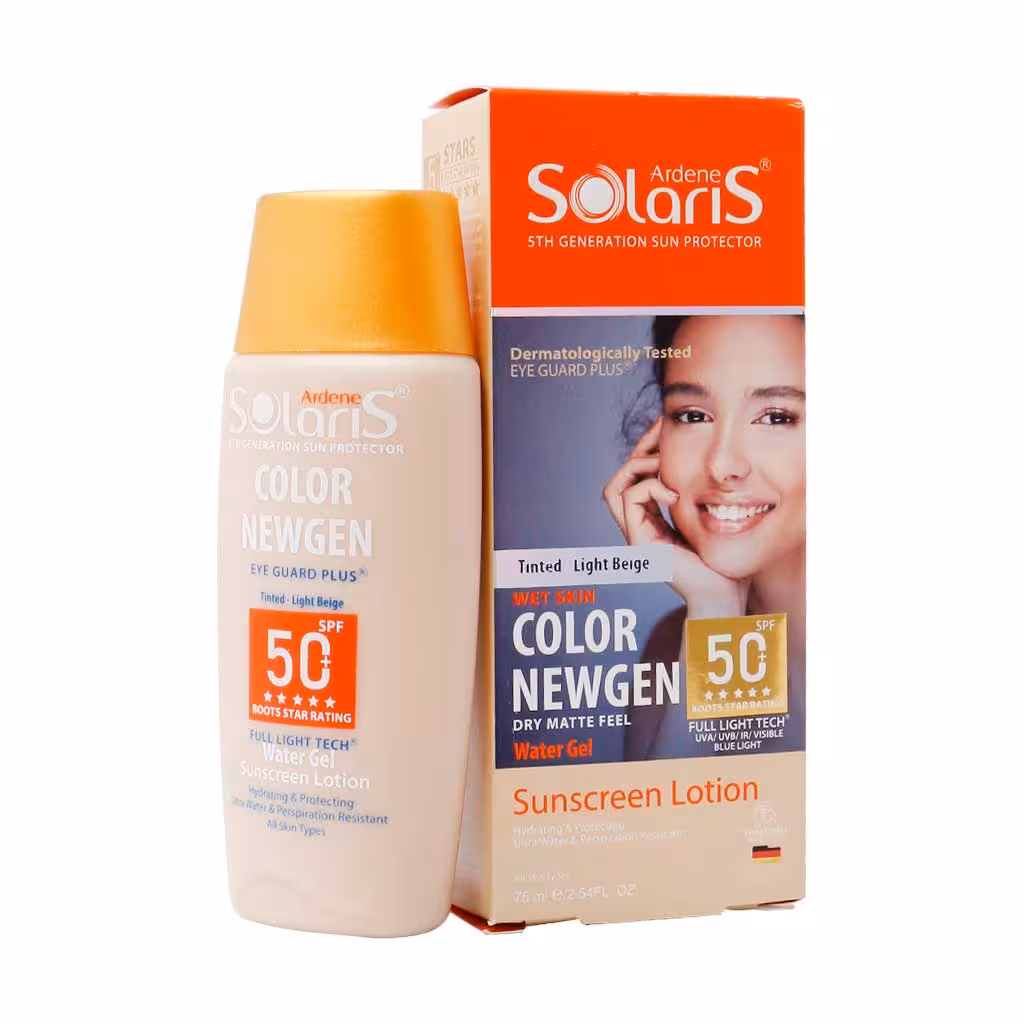 لوسیون آبی ضد آفتاب فاقد چربی spf50 کالر نیوژن سولاریس آردن حجم 75 میلی لیتر