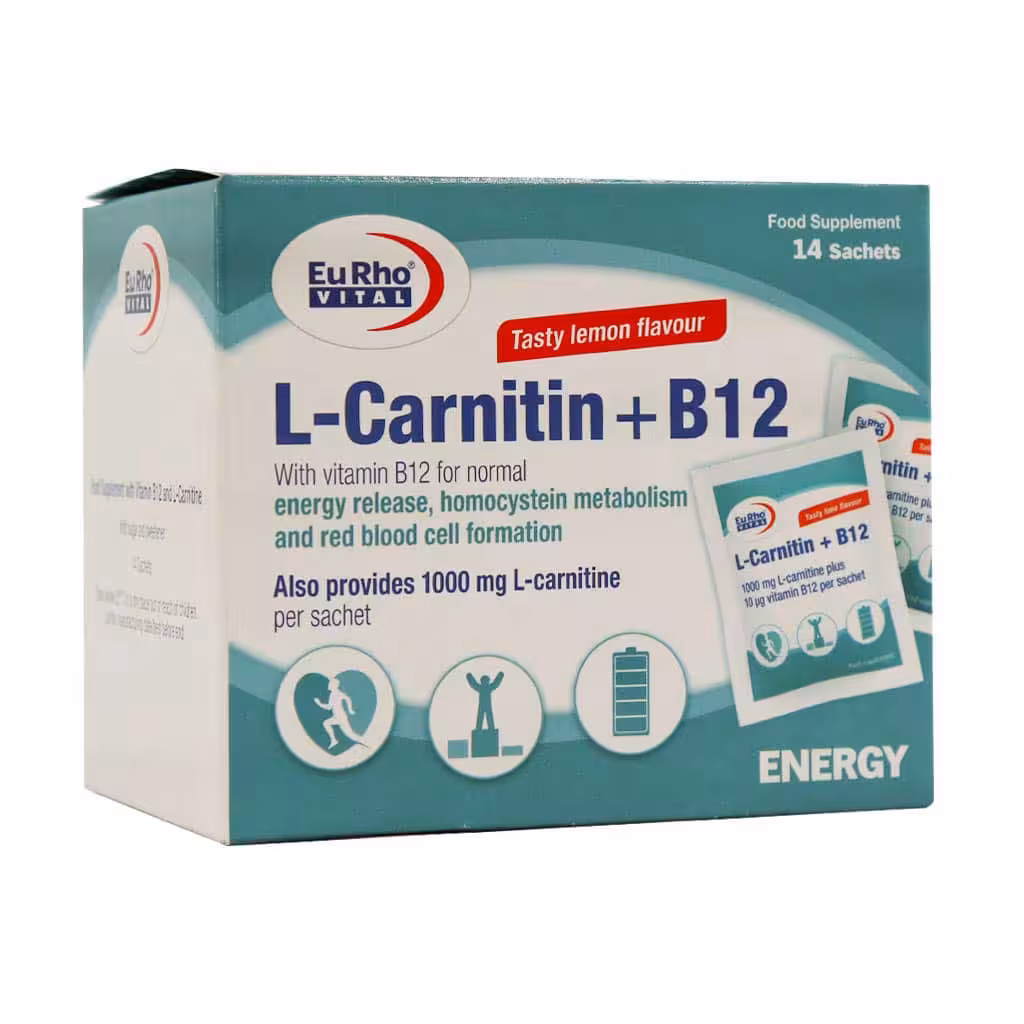 ساشه ال کارنیتین پلاس ب12 یوروویتال 14 عدد | Eurhovital L Carnitin Plus B12