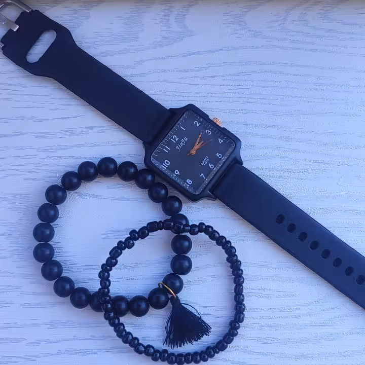 ست ساعت و دستبند دخترانه مشکی