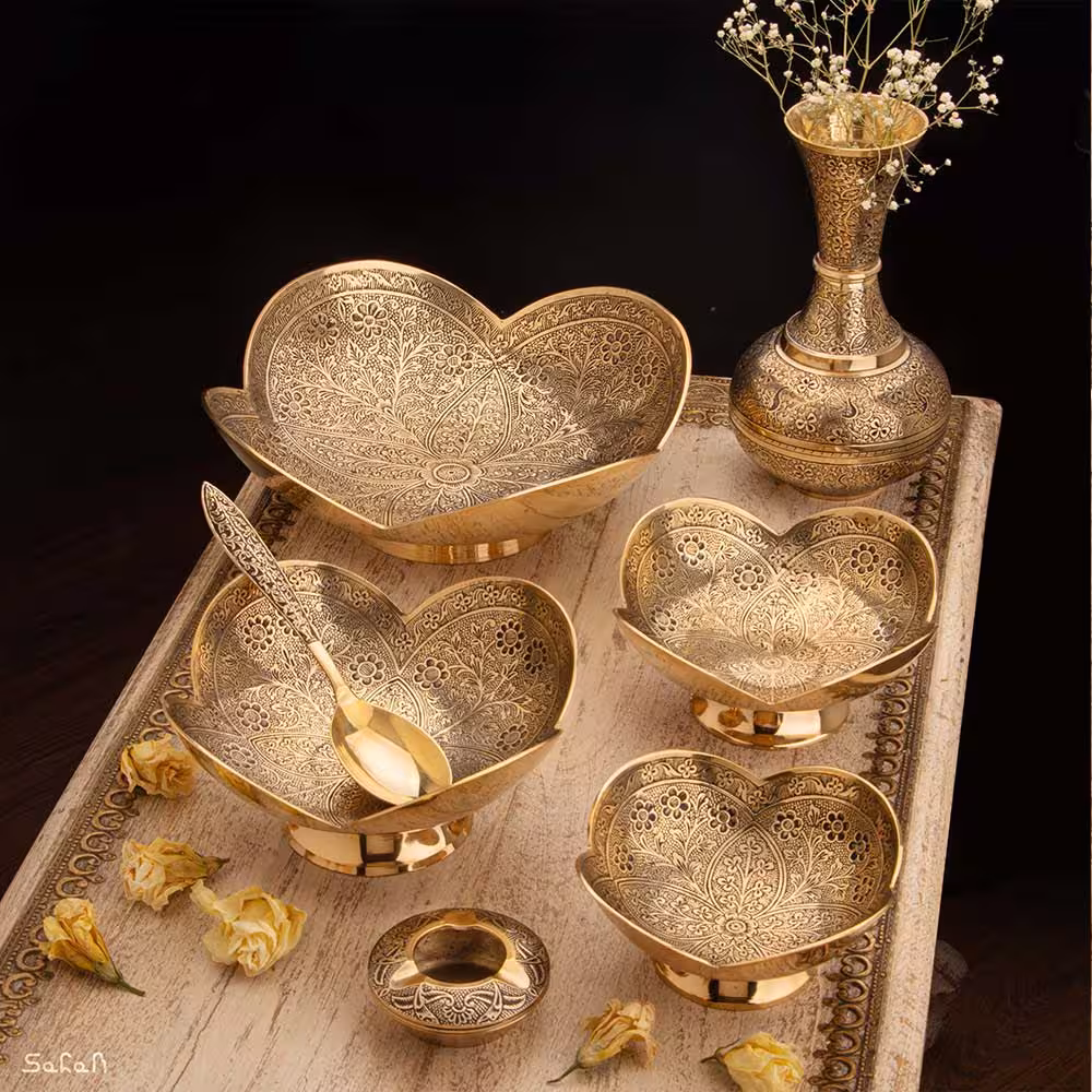 ست پذیرایی برنجی طلایی کد 315