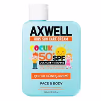 ضد آفتاب کودک اکسول AXWELL دارای SPF 50 و ویتامین E حجم 100 میل