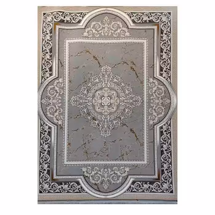فرش ایرانی 1200 شانه گل برجسته کد 12124 نقره ای