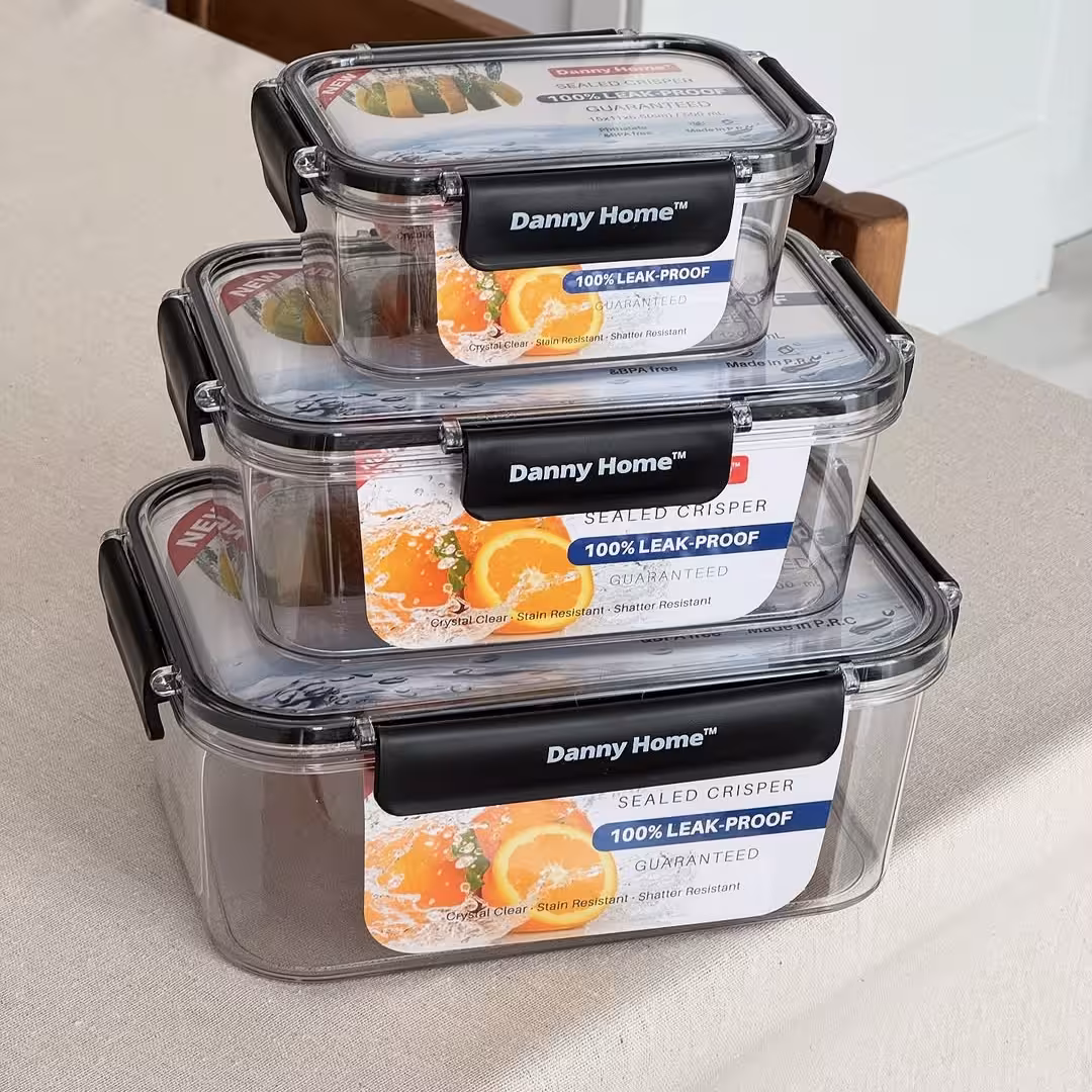 ظروف نگهداری دنی هوم درب‌دار اکرولیک مستطیل 3 سایز