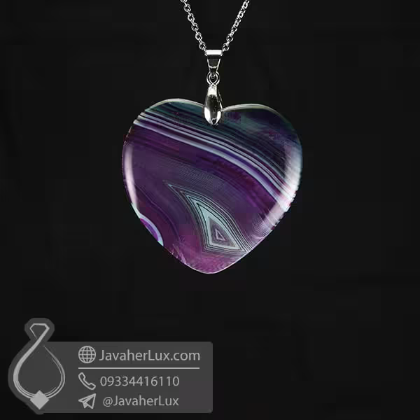 گردنبند عقیق سلیمانی تراش قلب _ کد : 400565