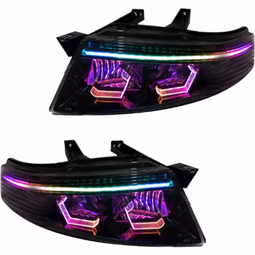 خرید چراغ جلو اسپرت سمند سورن مدرن مدل Hexa-3D فول کالر (بلوتوثی) داخل مشکی دوحالته بدون موتور دو عددی | اتوموبی
