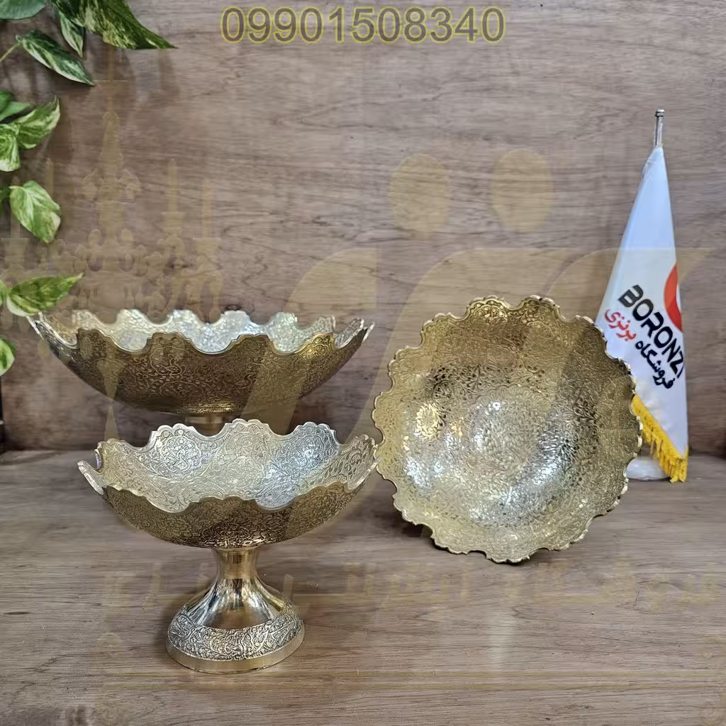 کاسه پايه دار برنجي هندي قلعه 24