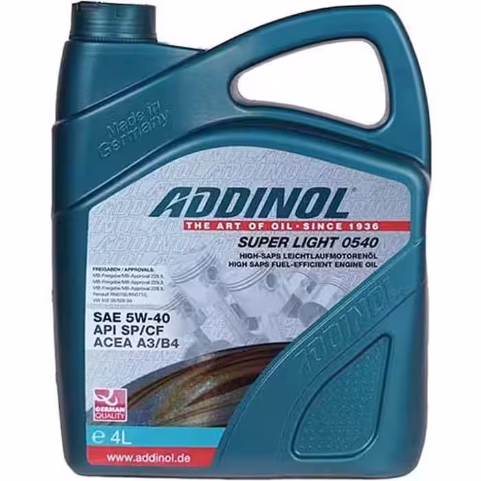 خرید روغن موتور ادینول 5w40 sp مدل super light 0540 تمام سینتتیک حجم چهار لیتر | اتوموبی