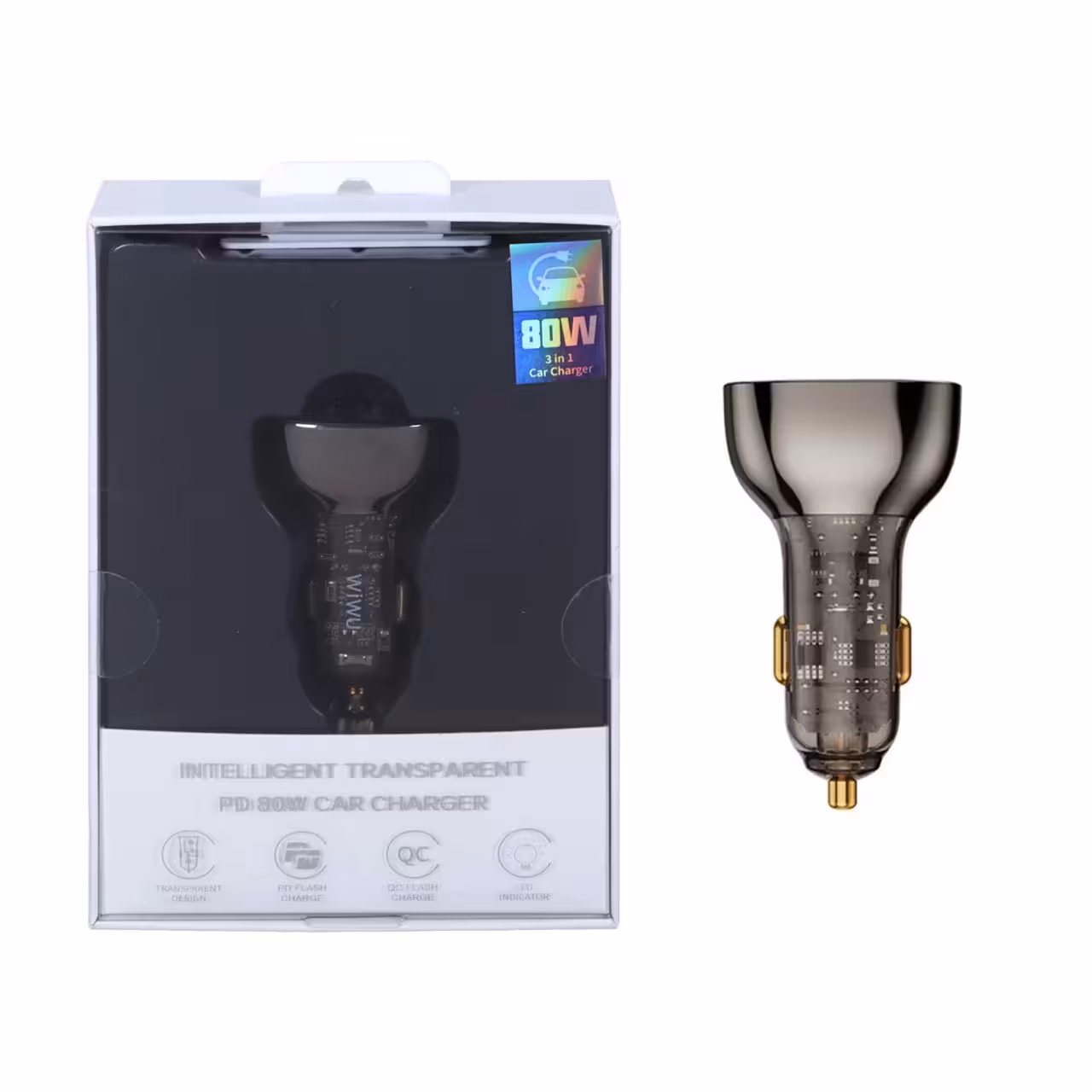 شارژر فندکی فست و PD سه پورت Wiwu مدل PC700 80W - مشکی