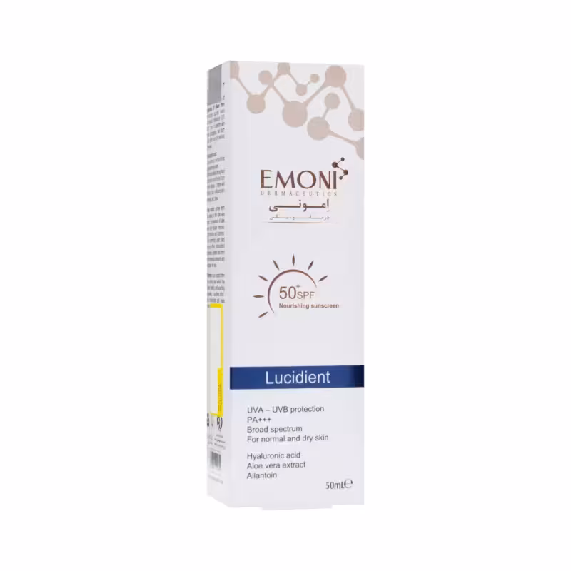 کرم ضد آفتاب بی رنگ  SPF50 پوست نرمال تا خشک امونی