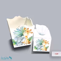 ست سطل و جا دستمال چوبی کودک طرح زرافه کد A4301