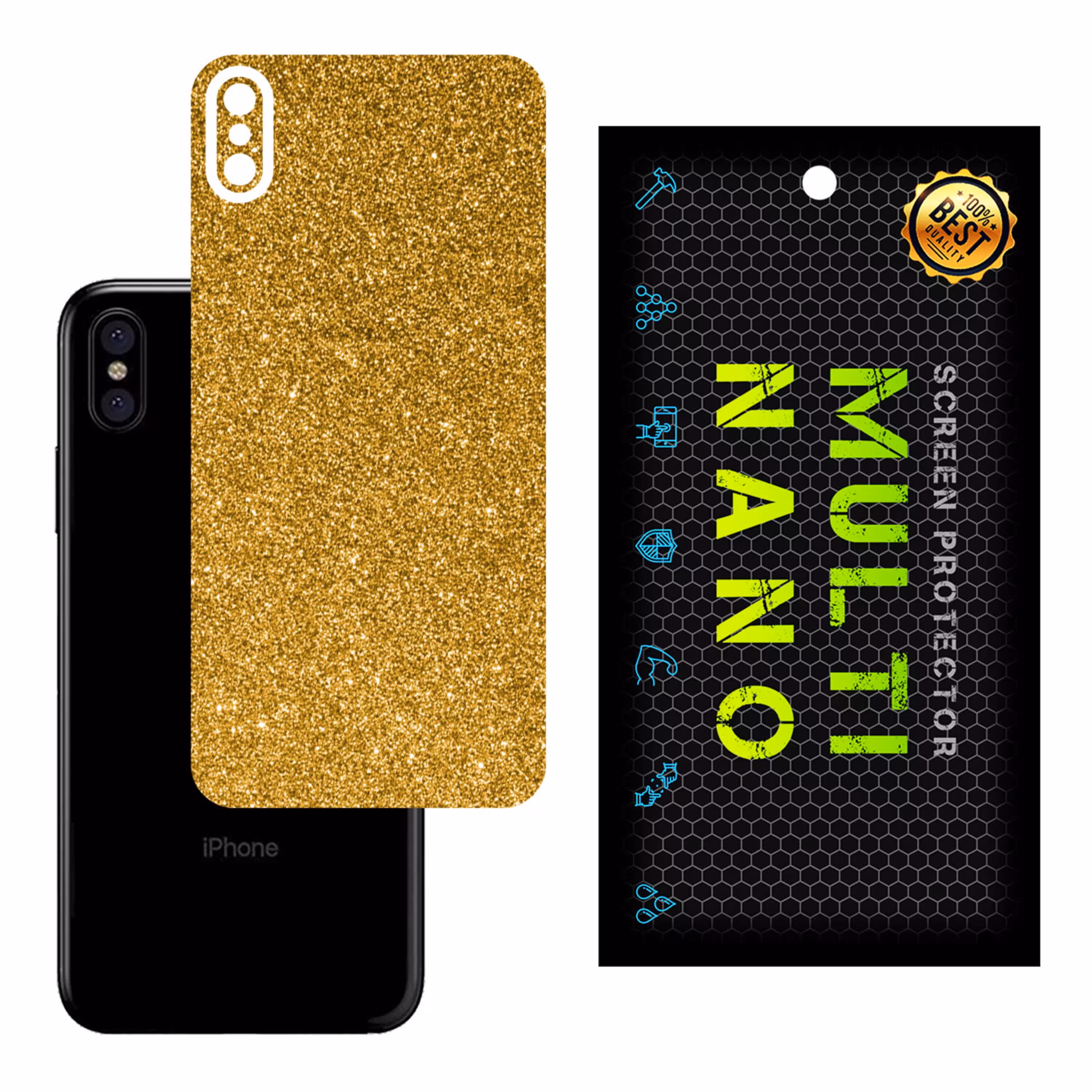 برچسب پوششی MultiNano مدل X-G1F-Gold برای پشت موبایل اپل X - XS