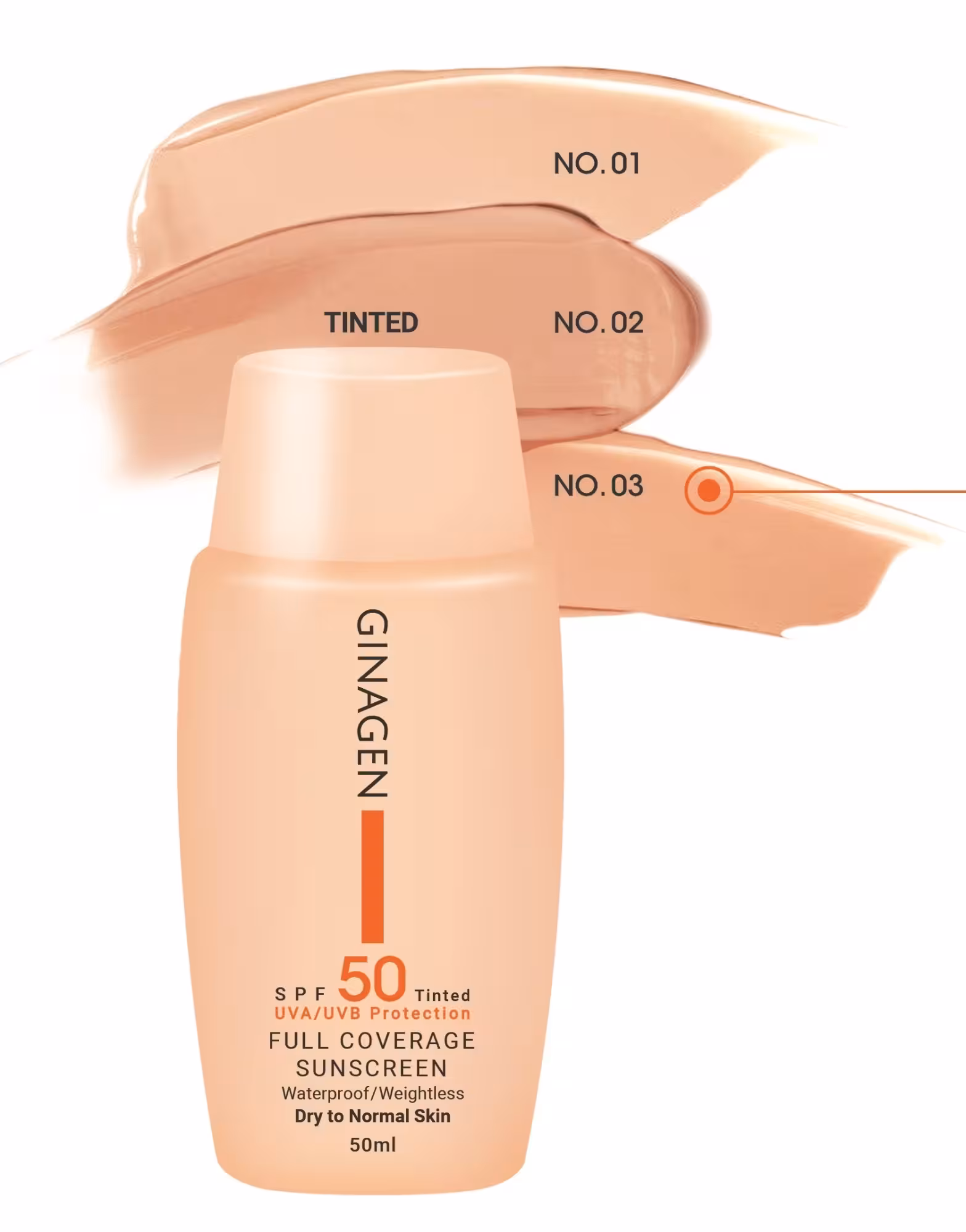 ضدآفتاب پوست خشک رنگ بژ روشن spf50 ژیناژن